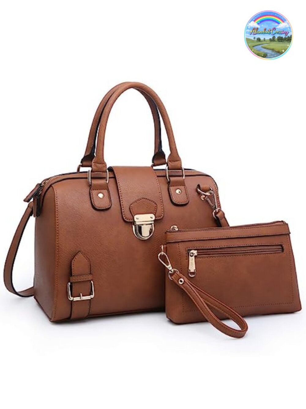 Vegan Leather Satchel Purse Top Handle Barrel Bag Work Tote Handbag